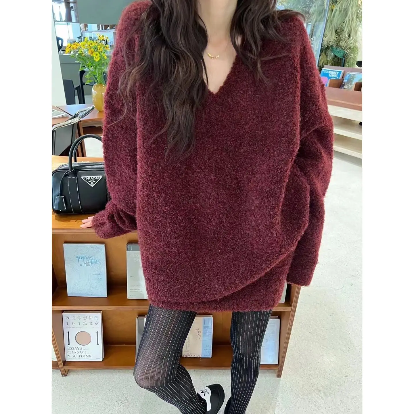 Autumn and Winter with A Complete Set of This Year's Popular Lazy Style Knitted Long-sleeved Sweater Skirt Set