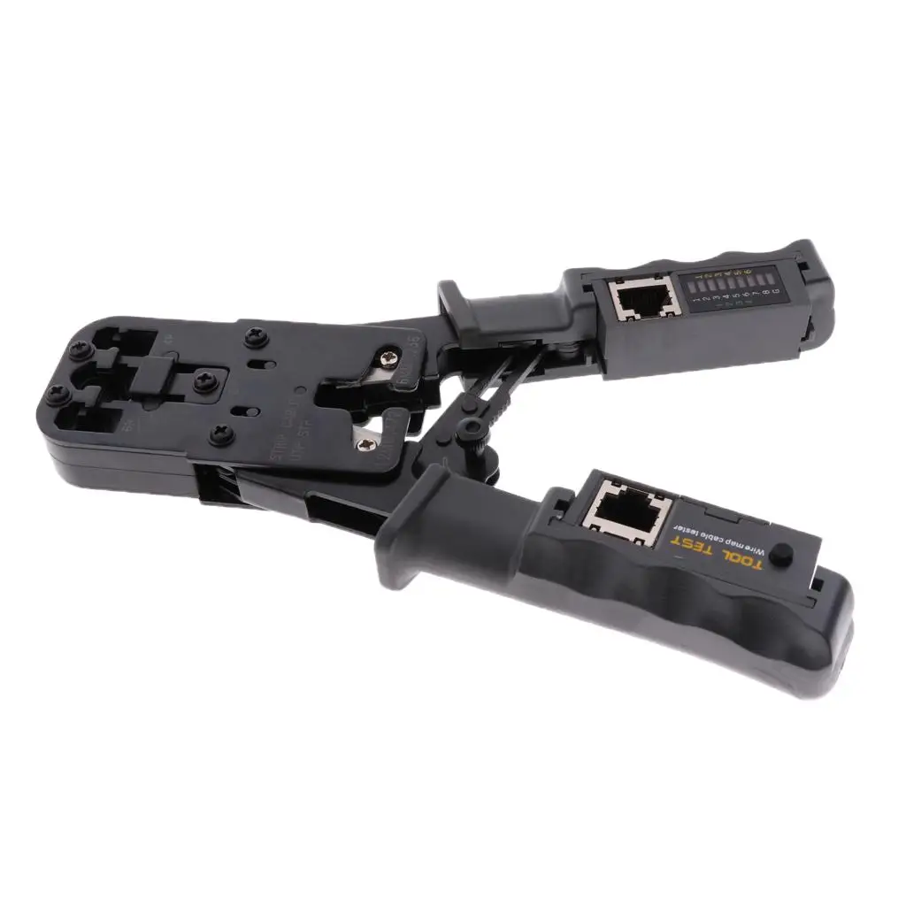 Cable Crimper Cutter Stripper Tool with Network Tester Alloy Wire Stripping Pliers for Rj1up