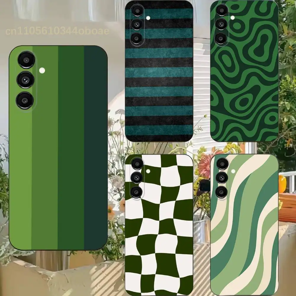 Dark Green Striped Phone Case For Samsung S25,24,21,22,23,20,S30,Ultra,Plus, Fe,5G Silicone Cover