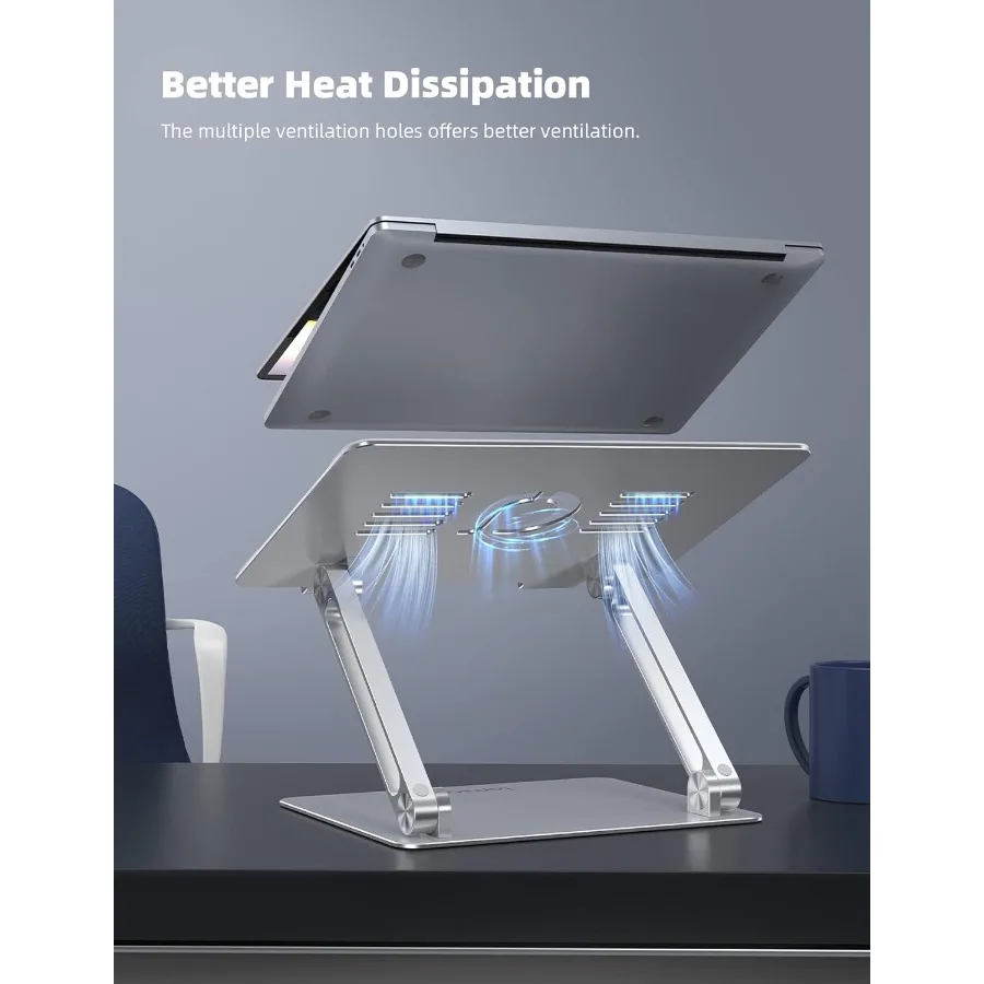 調節可能なノートパソコンスタンド ポータブルノートパソコンスタンド アルミ製ノートパソコンスタンド デスク用 折りたたみ式人間工学に基づいたコンピューターノートブックスタンドホルダー