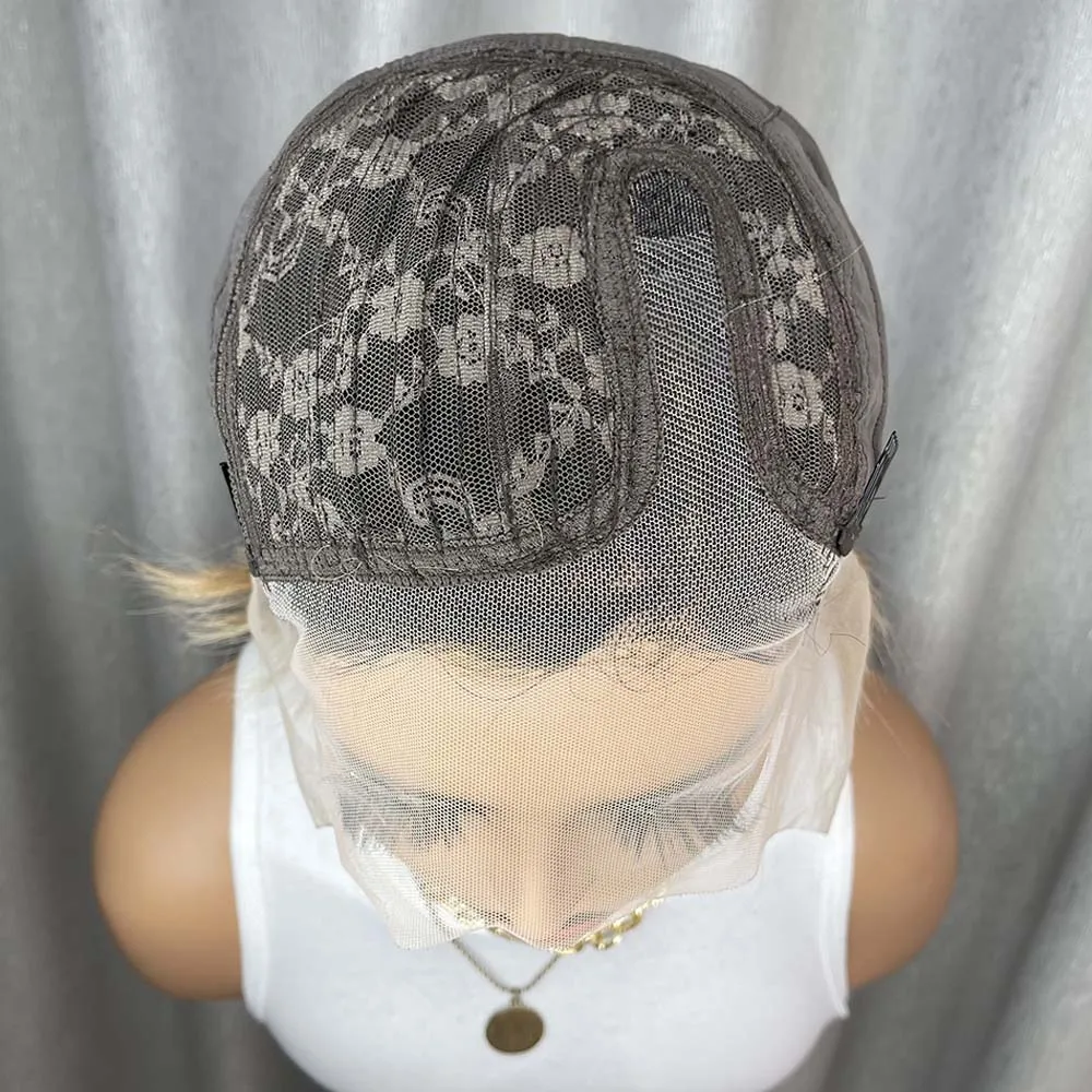 T-اللون عابث قطع الدانتيل شعر مستعار أمامي شعر الإنسان قصير مستقيم الذهبي بوب 13x1 T-جزء الدانتيل الباروكات الأمامية للنساء السود #5