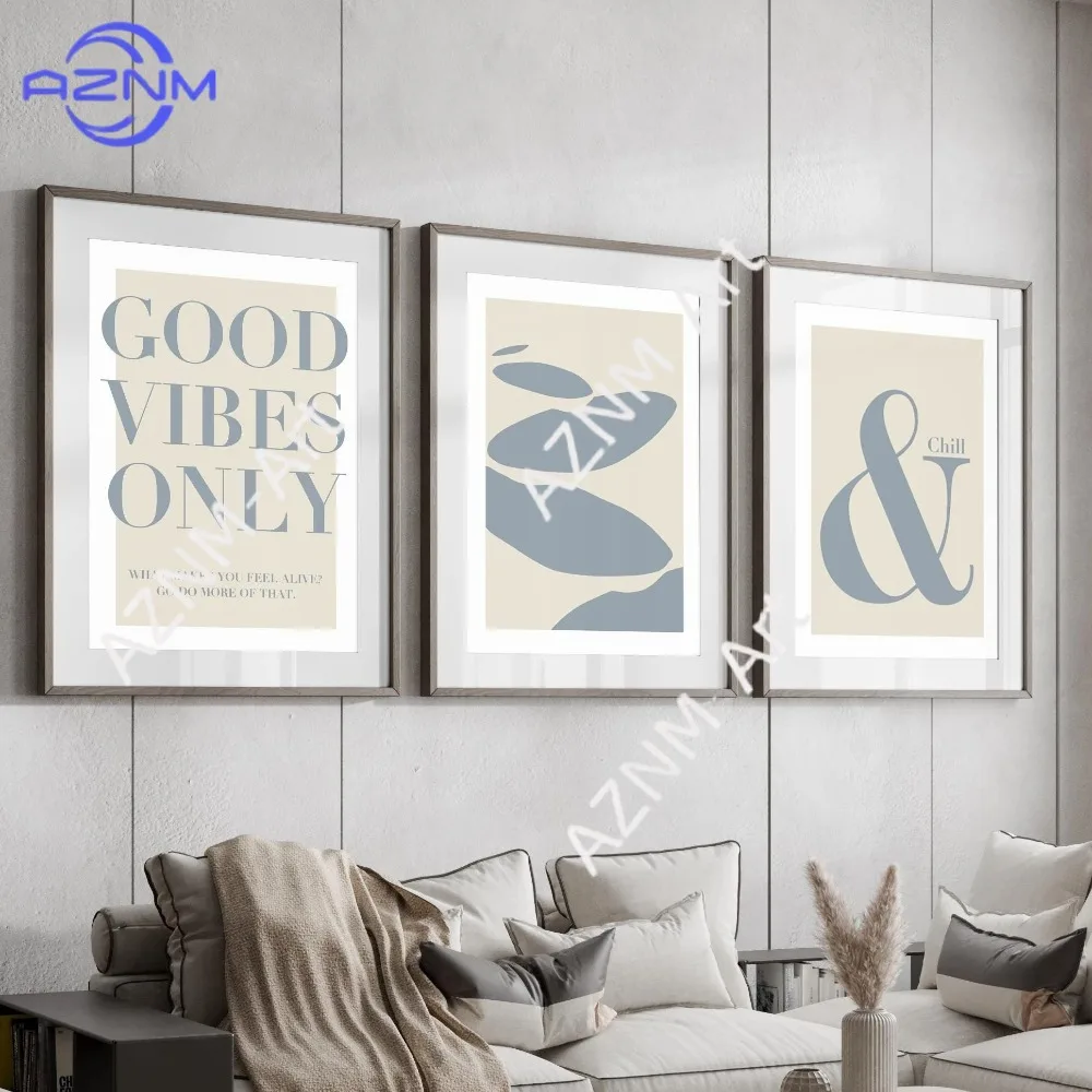 1/3PCS ，Neutral Abstract Art Prints, Modern Art, Abstract Art, Good Vibes Only, & Chill, Wall Art ,