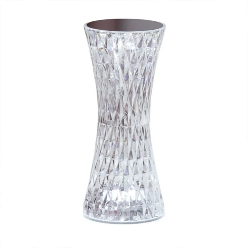 Lámpara de mesa de diamante de cristal, luces nocturnas que cambian de 16 colores, forma de cintura pequeña, recargable, mesita de noche, lámpara de dormitorio con botón táctil