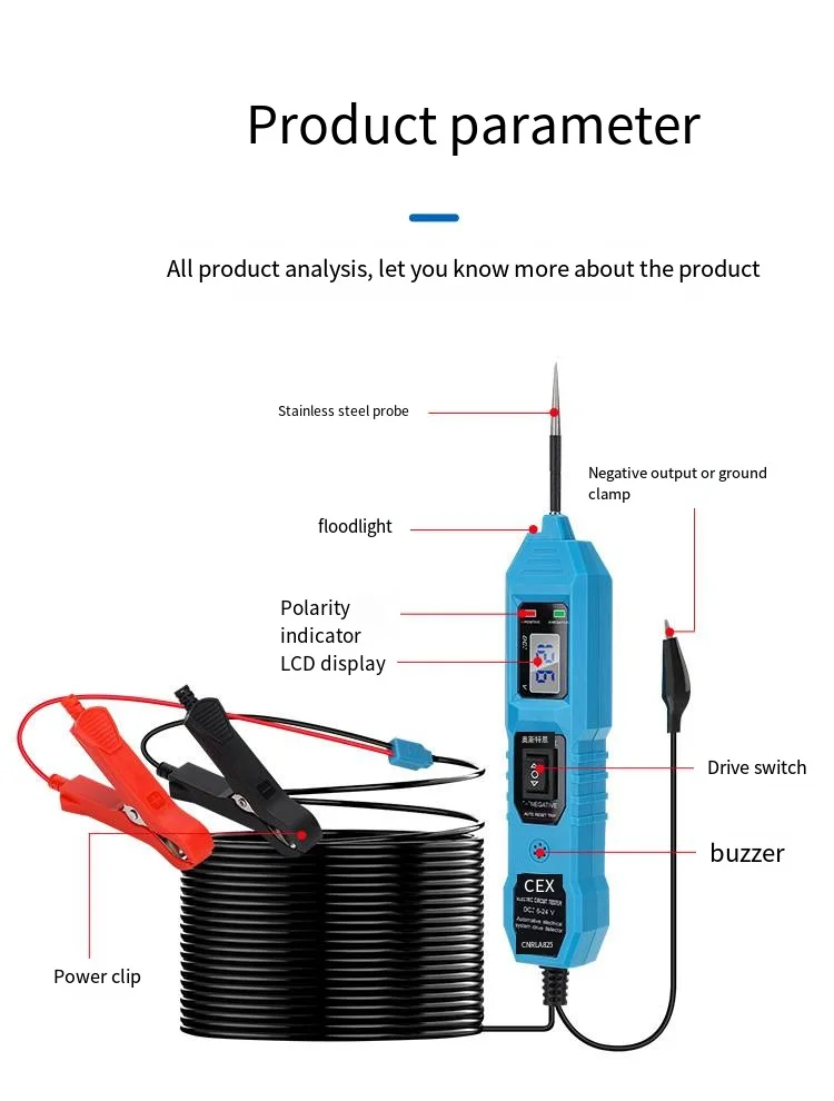 7-36V Multi-Function Drive Test Pen Automotive Circuit & Electrical System Tester Vehicle Tools