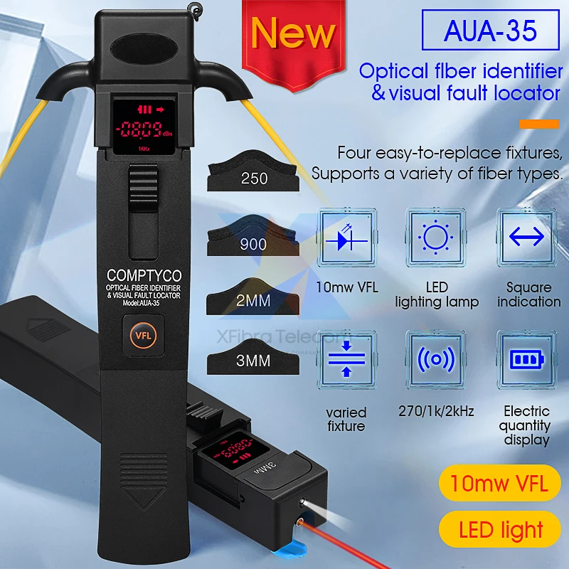 COMPTYCO AUA-35/40 Optical Fiber Identifier, VFL, LED Light, OFI Live Fiber Identifier, Detector