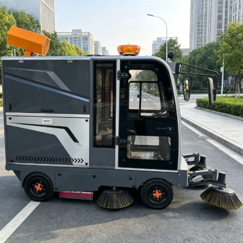 Three In One Dust Absorb Water Spray Sweeping Electric Ride Sweeper Lithium Battery Powered School Campus Equipment