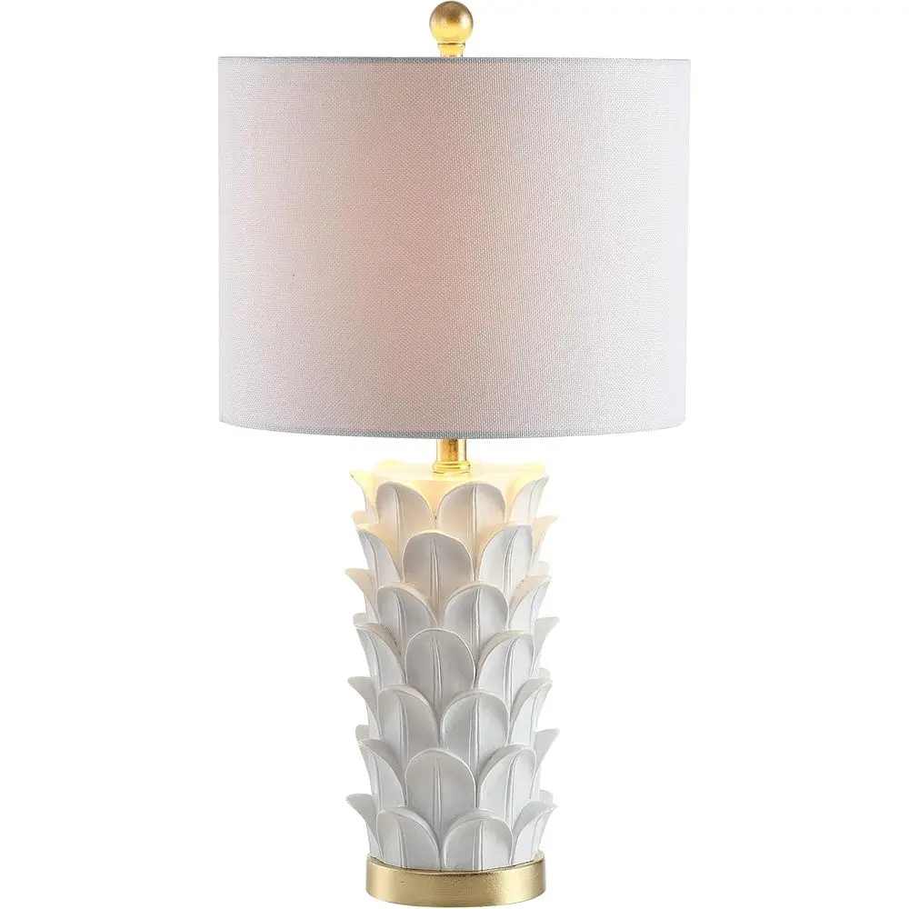 White/Gold Lea 25-inch LED Table Lamp Set for Bedroom, Living Room, Home Office, Desk, Nightstand (2-Pack)