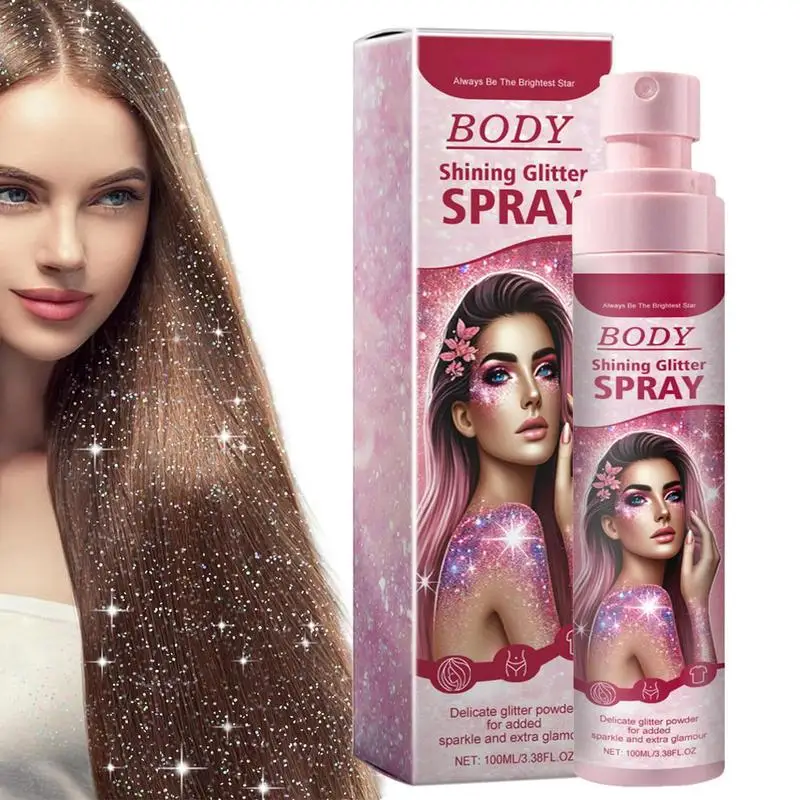 Shimmery Spray Shiny Glitter Spray Hair Shimmery Glitter Spray Hair And Body Washable Temporary Hair Body Glitter Color Spray