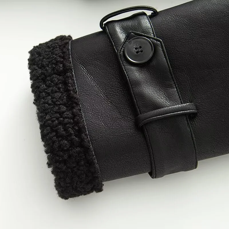 خريف 2025 الموضة العصرية مثير المرأة الأوروبية والأمريكية المؤثر ضرب التلبيب الفراء والجلود المتكاملة معطف طويل دافئ #3