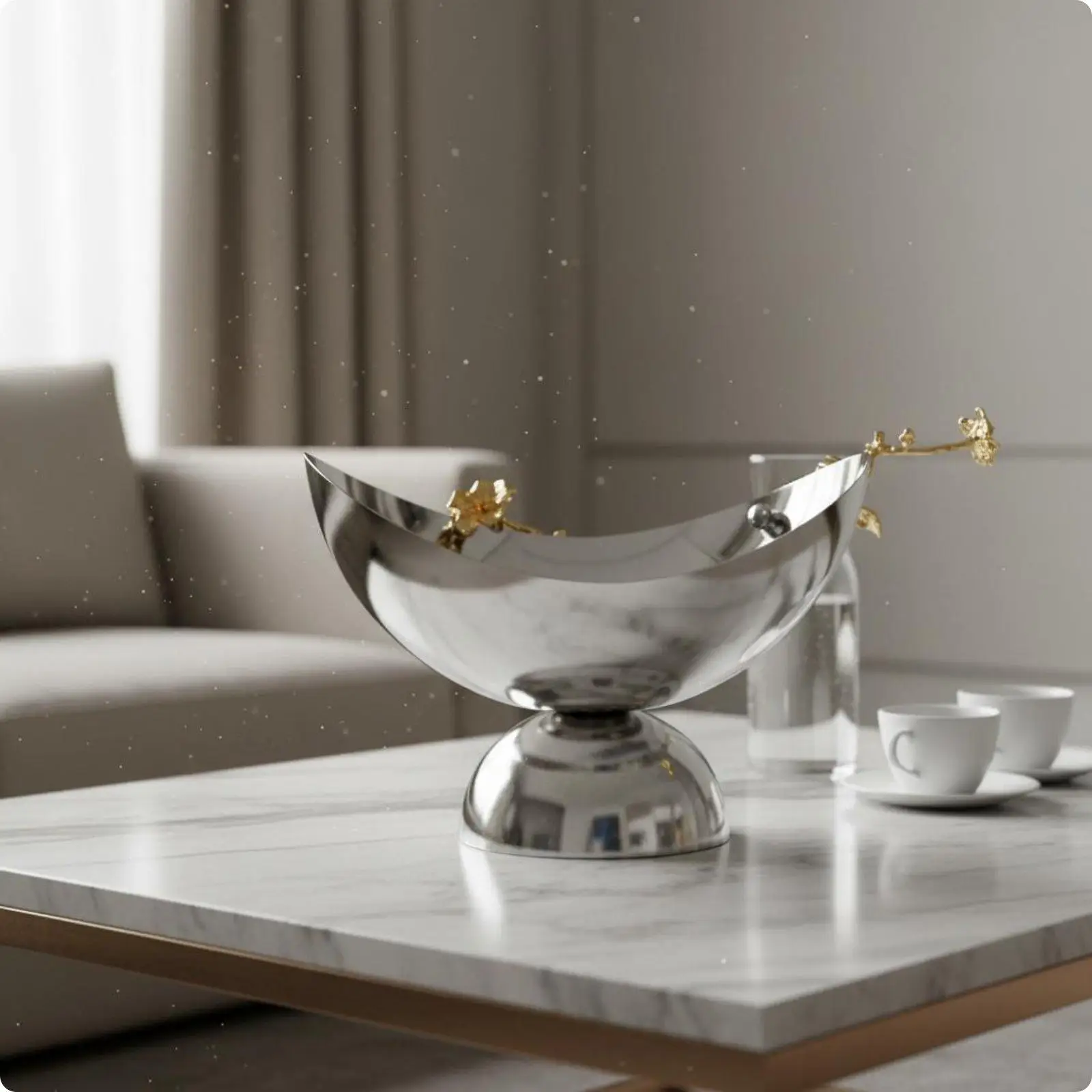 Pedestal Fruit Tray for Tabletop Decor Metal Serving Bowl with Luster Finish for Dried Fruit Nuts Snacks in Hotel or Home