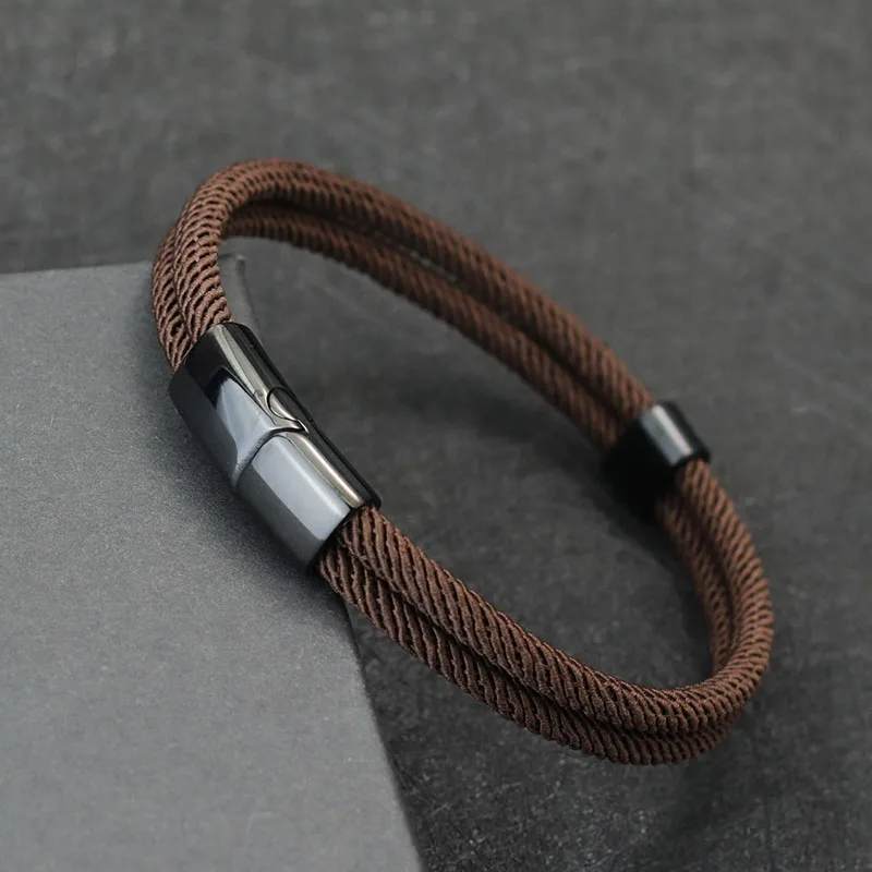 Stylish Rope Bracelet Men Stainless Steel Detachable Magnet Buckle Wrap Braslet Bangle Outdoor Sports Cycling Accessories Joias