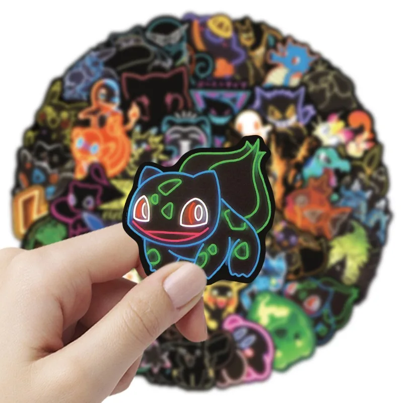 50Pcs Pokemon Stickers Pack Cute Neon Anime Decals for Laptop Water Bottle Luggage Skateboard Kids Gift