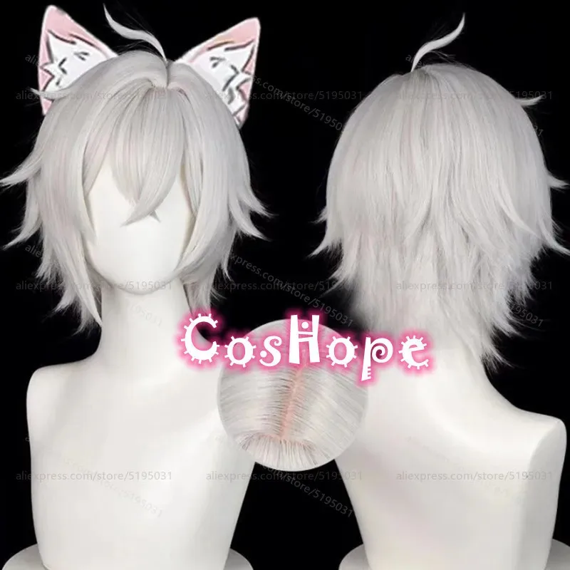 

ZZZ Seth Lowell Косплей Парик 30 см Короткие Волосы Серебристо-Белый Парик Косплей Аниме Парики Термостойкие Синтетические Парики