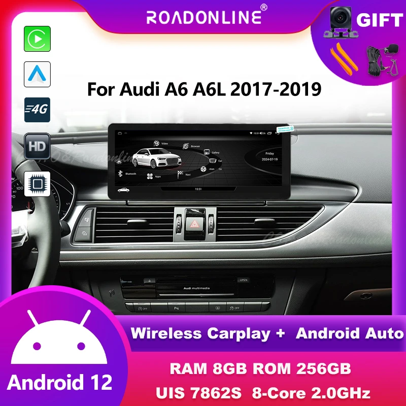 Android audio For Audi A6 A6L 2017-2019 automotive multimedia Android 12 car intelligent systems car radio Wireless carplay 