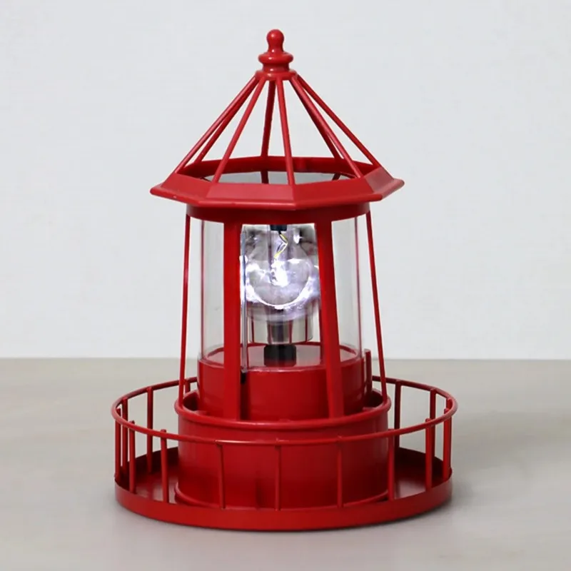 LED Large Resin Solar Large Rotating Lighthouse Beacon Tower Outdoor Patio Night Landscape Light Durable