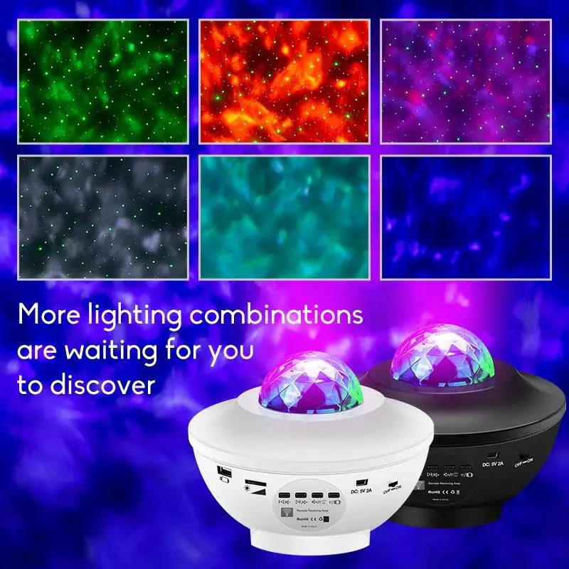 ZK50 Star Projection Light USB Bluetooth Music Ambient Light Full Color Water Pattern LED Night Light