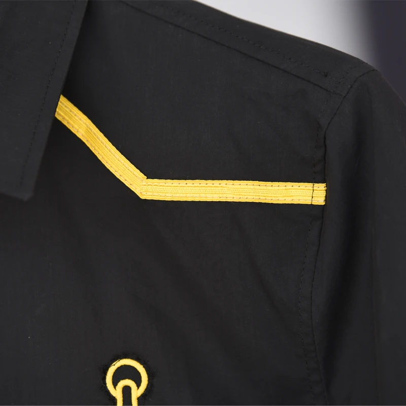 New Men's Autumn Black Shirt Embroidered Lion Head Gold Line Mosaic Male Fashion Coats Catwalk Stage Hair Stylist Shirts