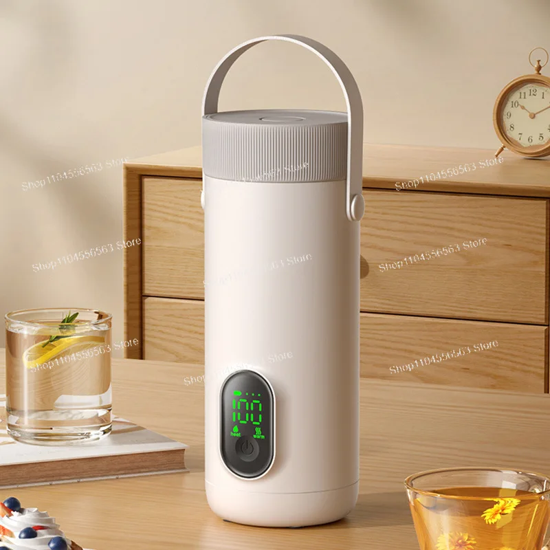 Cordless USB Rechargeable Heating Cup with Temperature Control, Portable Electric Kettle for Car Travel Office Use