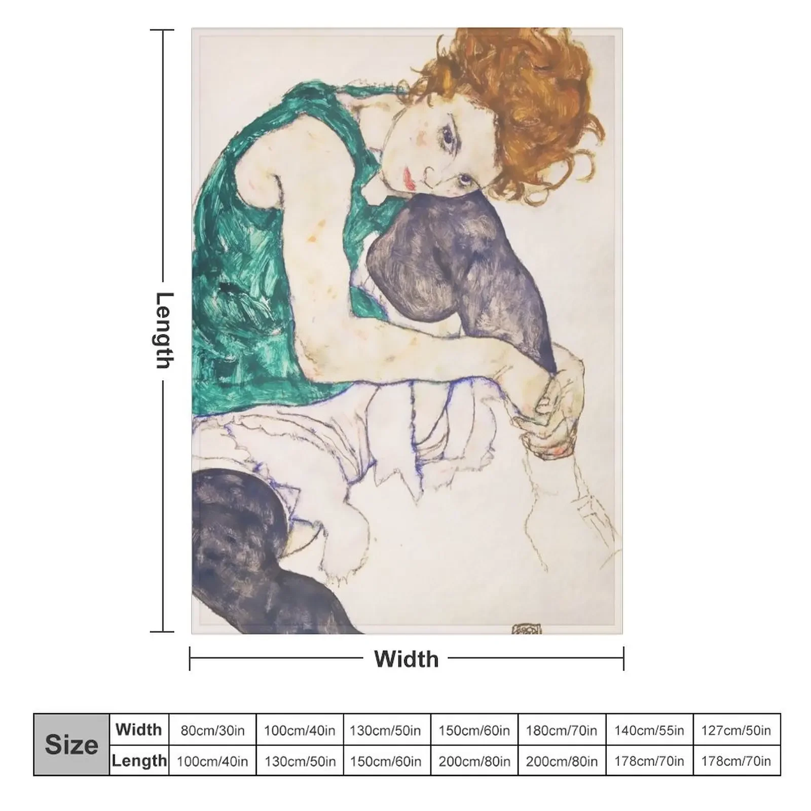 Seated Woman With Legs Drawn Up Egon Schiele Art Prints Throw Blanket Designers Sofa Quilt Beautifuls Blankets