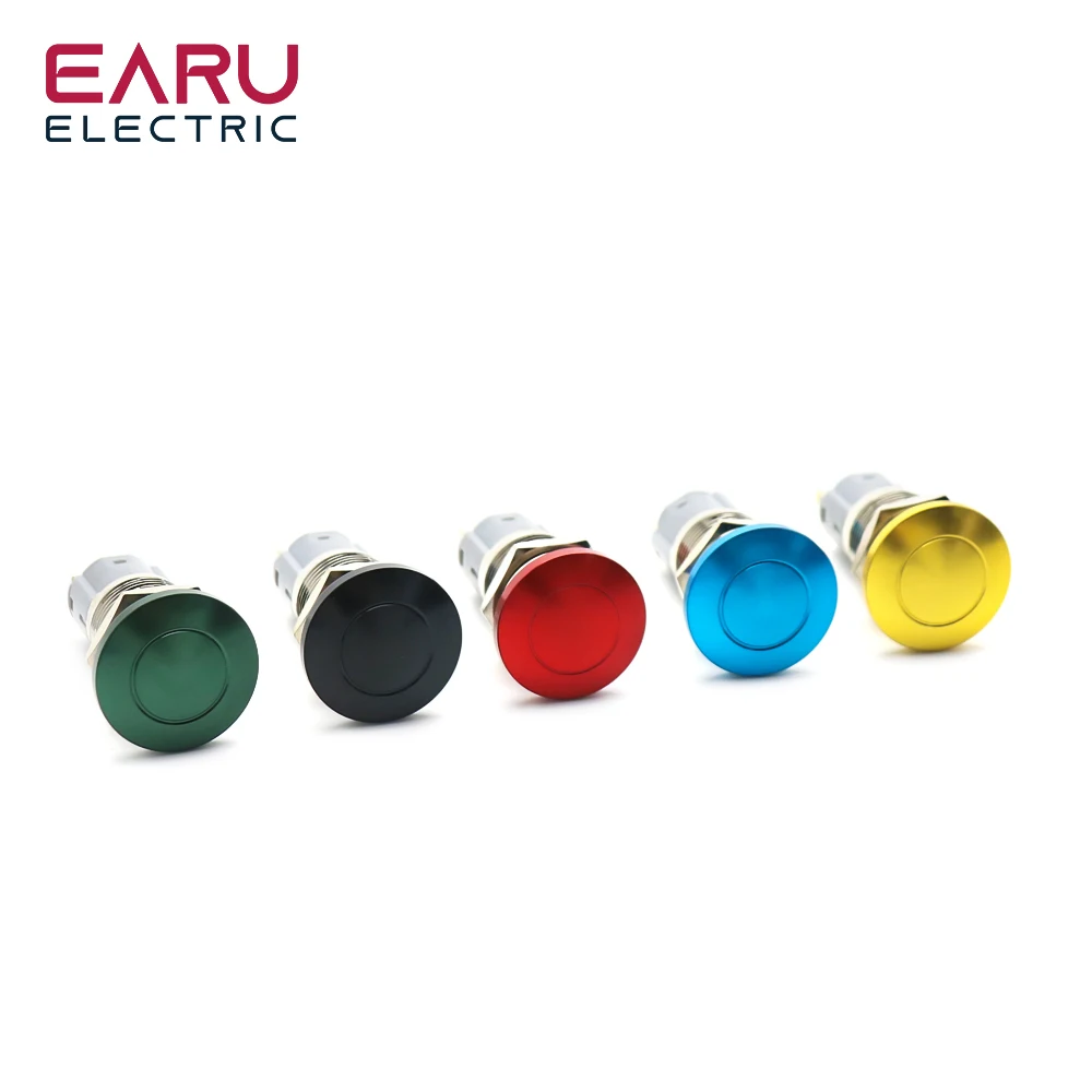 16mm Metal Mushroom Head Pushbutton Switches Waterproof Momentary Self-Reset Soldered Foot Toggle Pushbuttons Black yellow Red