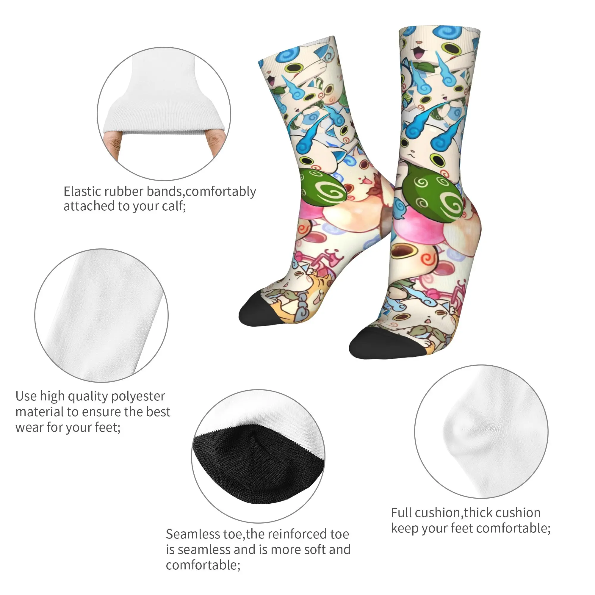Winter Warm Colorful Unisex Yokai Watch Game Socks Jibanyan Robonyan Shogunyan Non-slip Basketball Socks