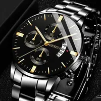 Fashion Men Stainless Steel Watch Luxury Calendar Quartz Wrist Watch Mens Business Watches for Man Clock Montre Homme 6