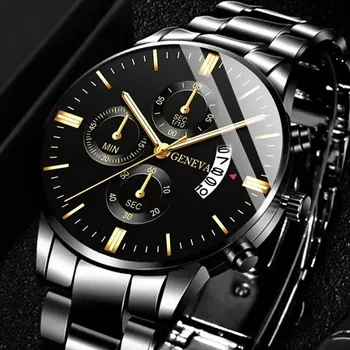 Fashion Men Stainless Steel Watch Luxury Calendar Quartz Wrist Watch Mens Business Watches for Man Clock Montre Homme 6