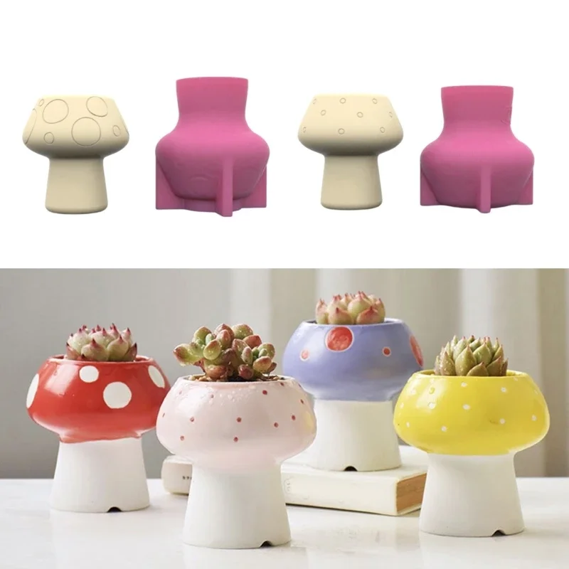 Versatile Silicone Mould for Mushroom Flower Pots Easy Demoulding Cement Planter Accessory for Enthusiasts Household X3UD