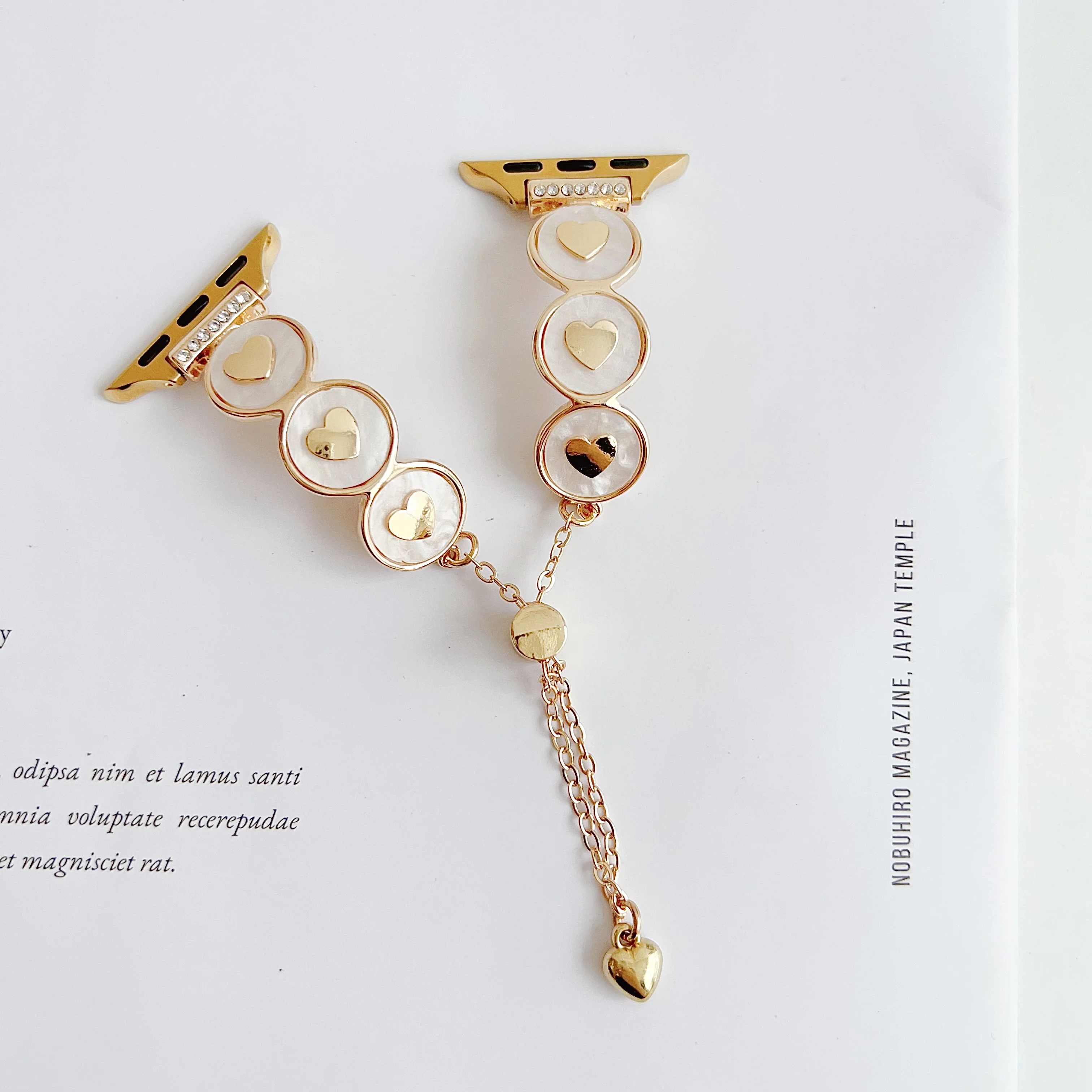 Metalowy pasek do paska do zegarka Apple trójwymiarowy łańcuszek do bransoletki miłosnej z Iwatch9876SE Ultra40 41 44 45mm damski rozciągliwy nadgarstek