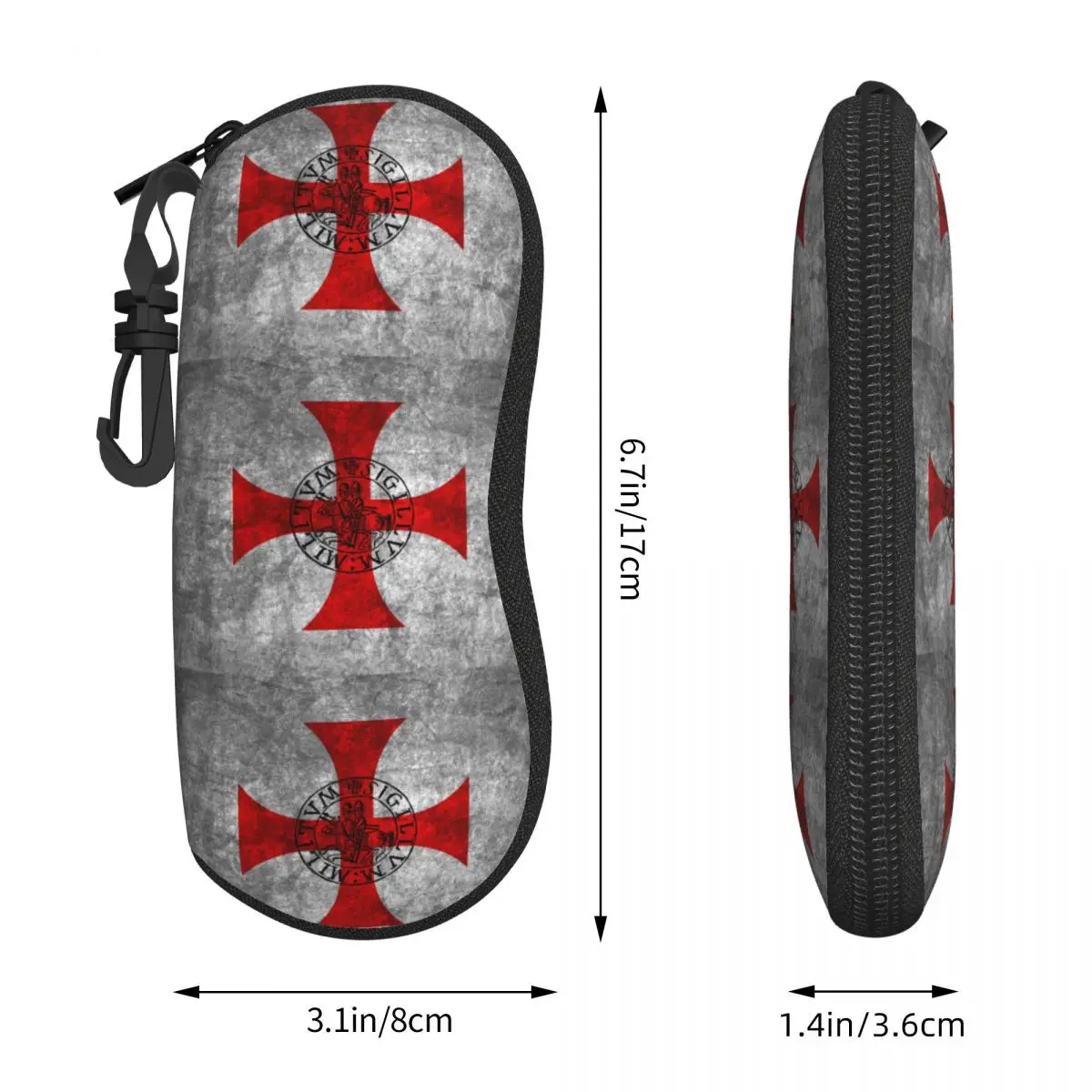Custom Templars Flag Sunglasses Soft Case Neoprene Zipper Cross Shell Eyeglass Case Protective Box For Glasses