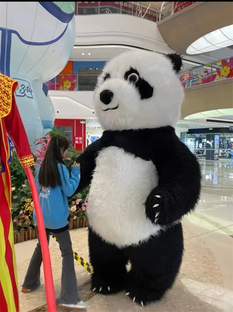 Huge 2.6M Furry Polar Bear Panda Mascot Adult Walking Inflatable Performance Costume christmas party Advertising ceremony shows