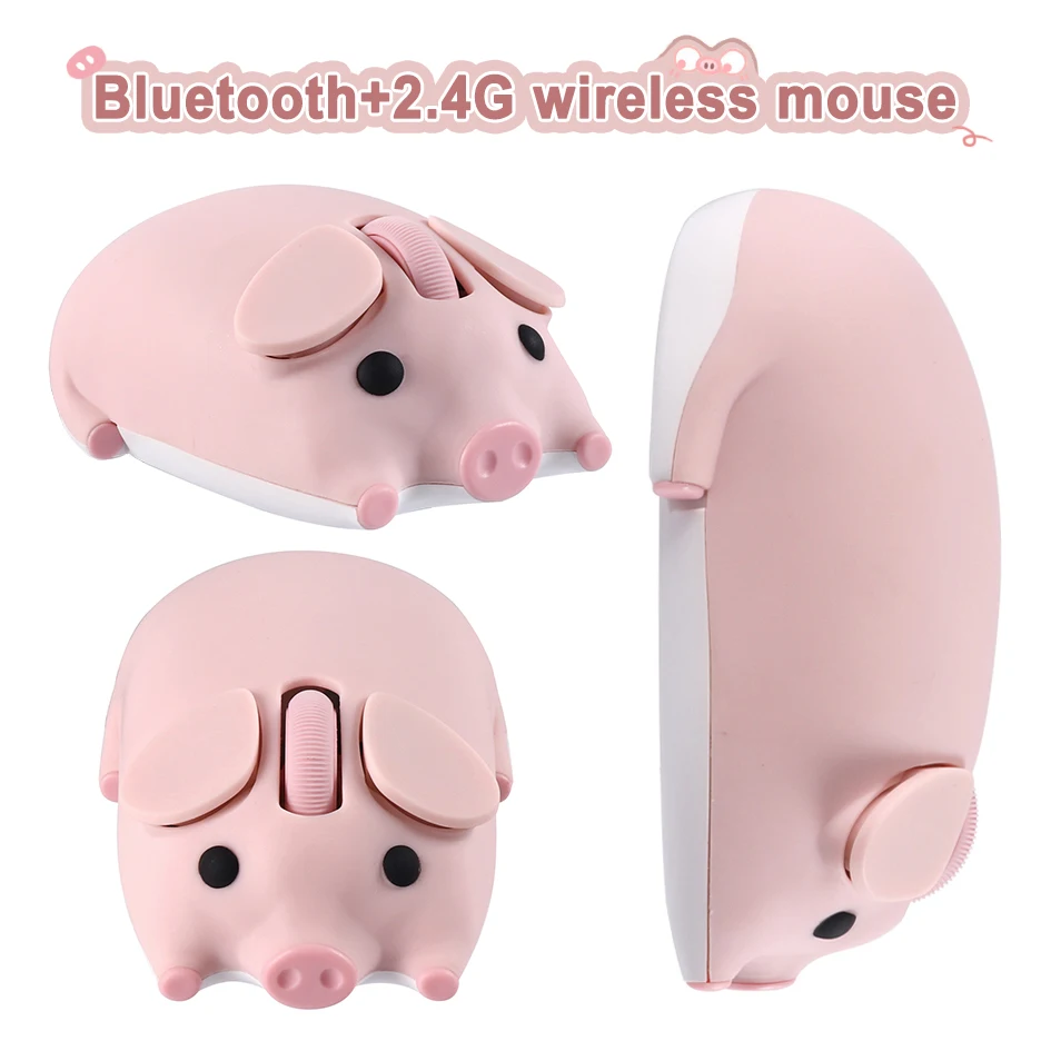 Original Cute Piggy Wireless Mouse Creative Dual-mode 2.4G Bluetooth Mause Ergonomic Optical Mice For PC Laptop Ipad Kid Gifts