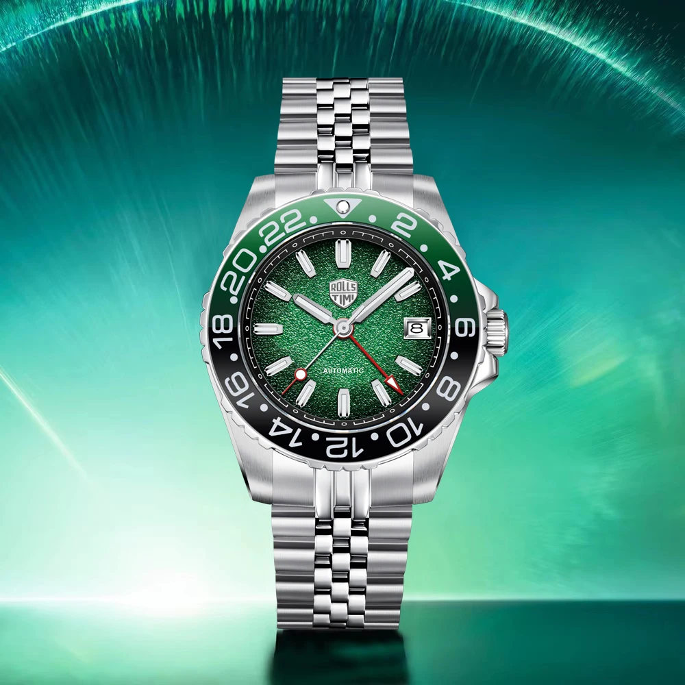 

2025 New GMT Men's Watches RollsTimi Automatic Watch For Man NH34 Mechanical Wristwatches AR Sapphire Mirror Luminous Waterproof