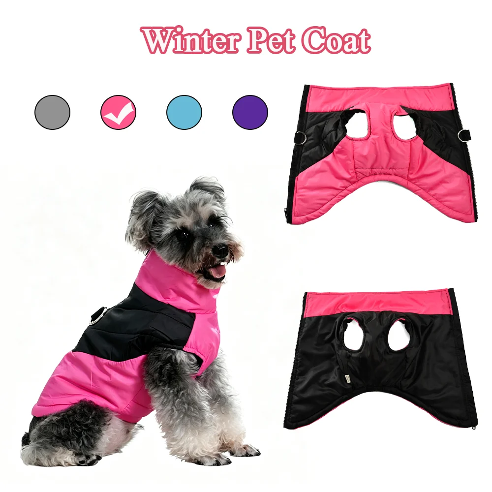 Wasserdichte Haustierkleidung mit D-Ring, warme Hundeweste für den Winter, dicke winddichte Outdoor-Welpenjacke für kleine und mittelgroße Hunde, Katzen, Bulldoggen.