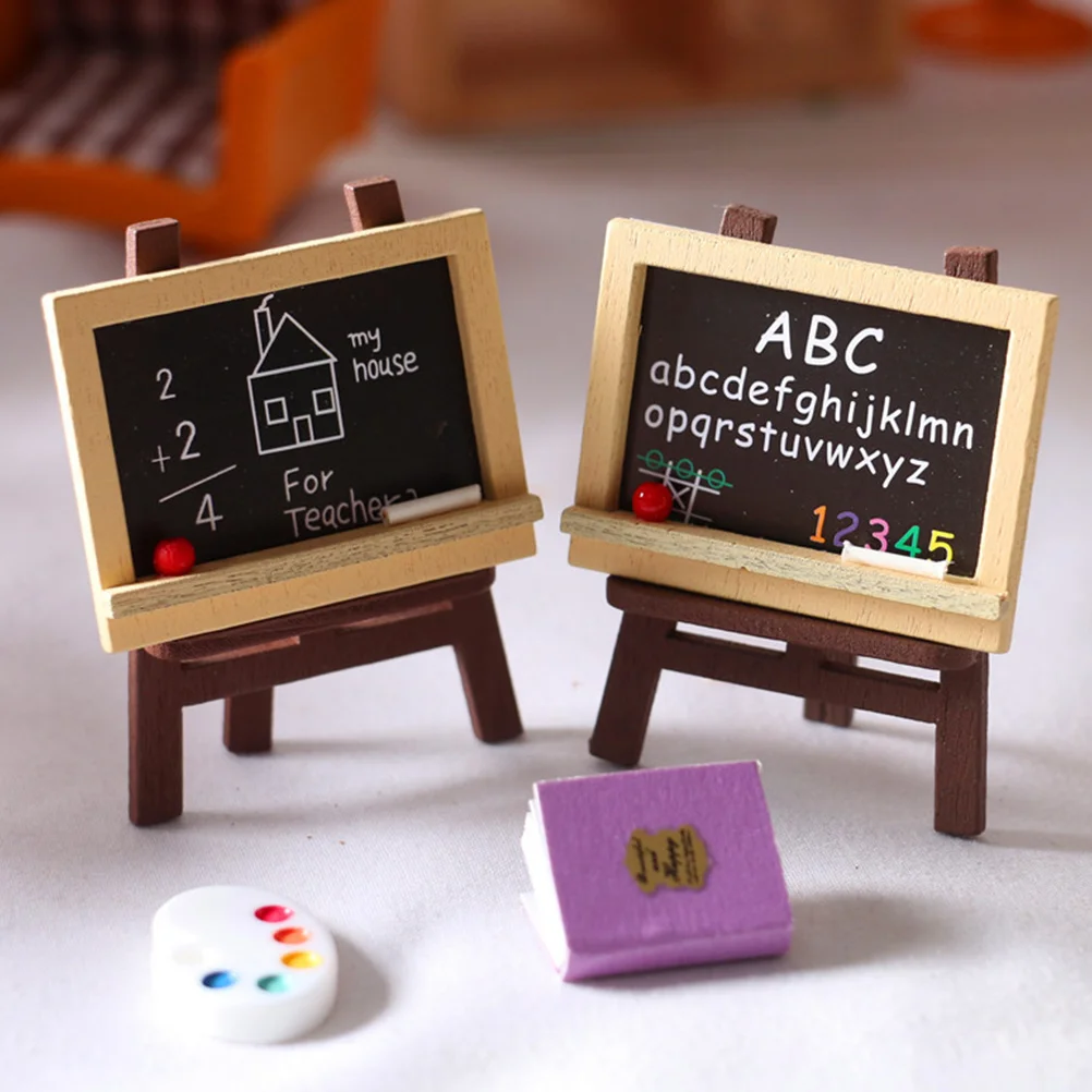 Imagem -06 - Mini Cavalete Modelo Miniatura Blackboard Ornamento Decoração de Madeira Cena Acessório Criança Pcs