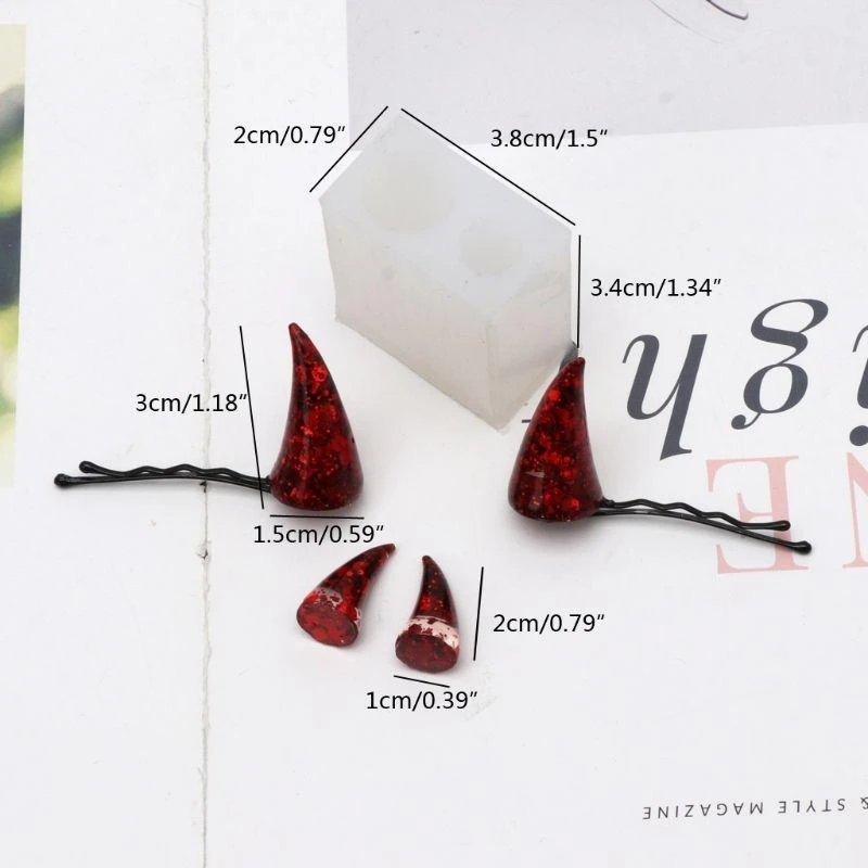 

Devil Horns Hair Clips Resin Molds Epoxy Resin Mould Jewelry Making Tools