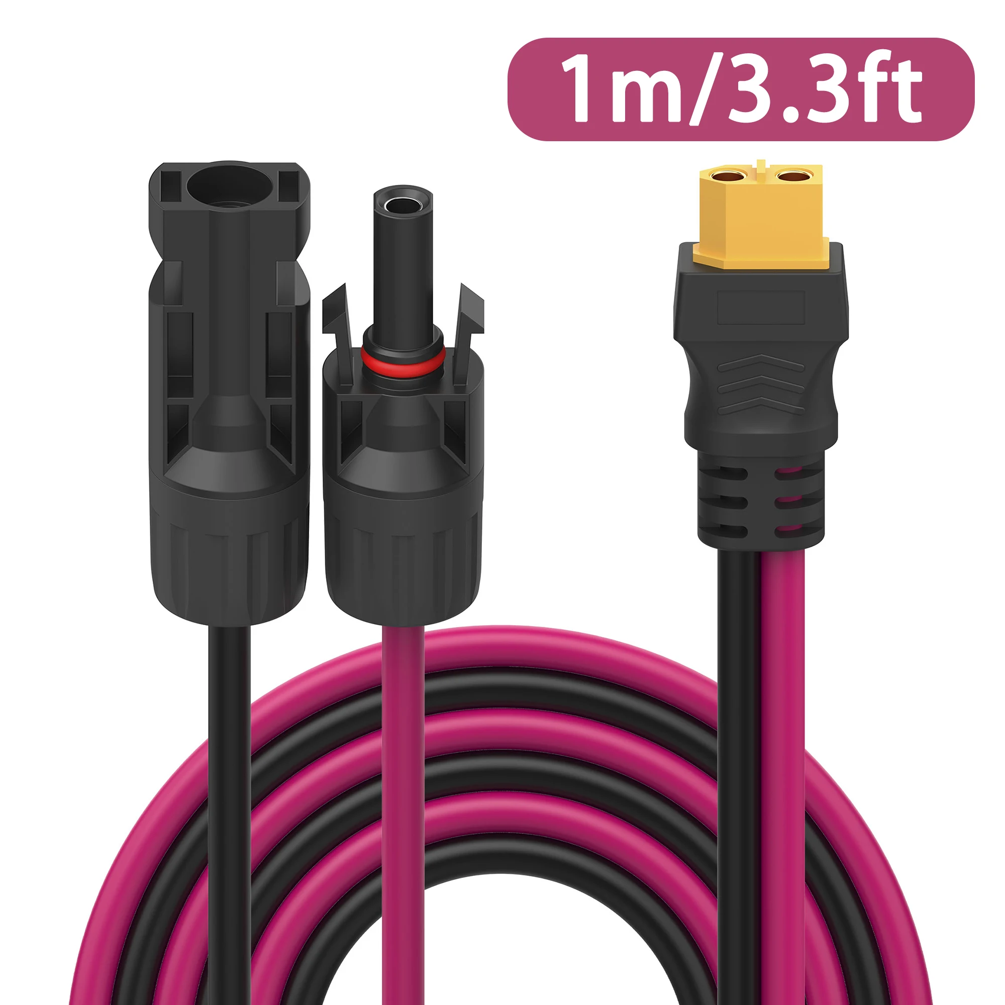 Solar naar XT60 verlengkabel 12AWG 30A zonneconnector naar XT60 adapterkabel geschikt voor zonnepaneel naar draagbare krachtcentrale