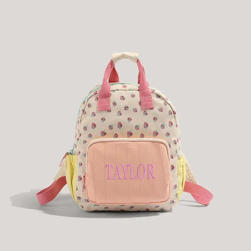 Sac à dos mignon pour enfants avec blocage de couleur Dopamine – 4 styles disponibles, sac brodé au design personnalisé pour enfants, parfait pour un usage quotidien