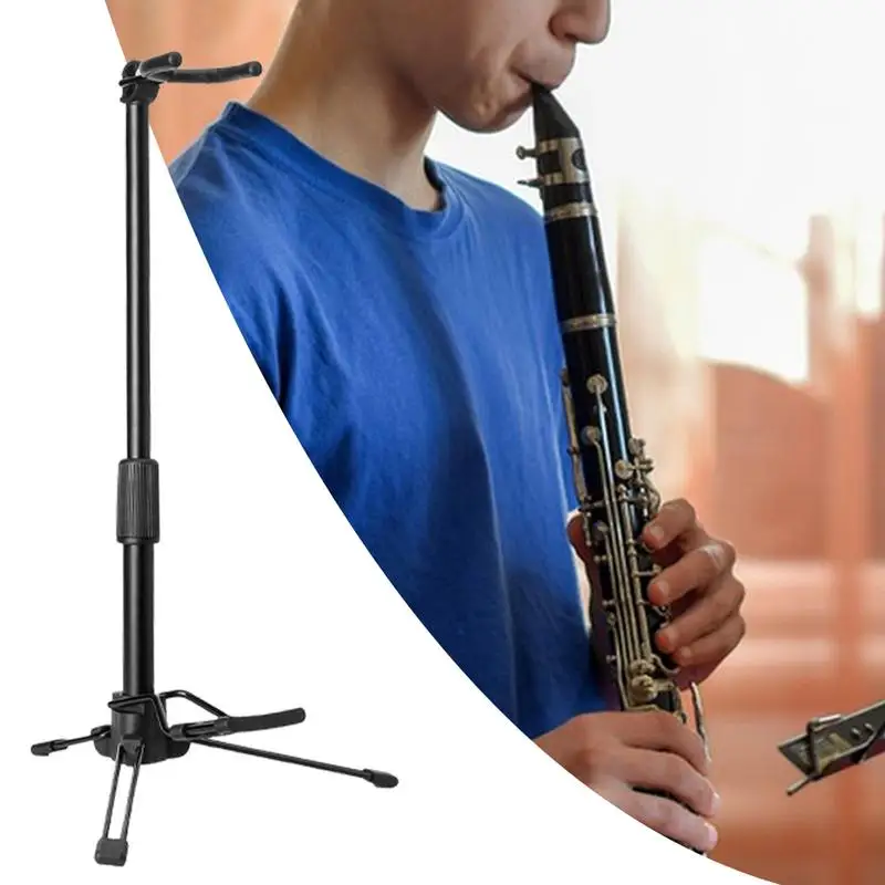 Musical Instrument Stand High Strength Foldable Aerophone Holder Triangular Base Design Portable Musical Instrument Rack For