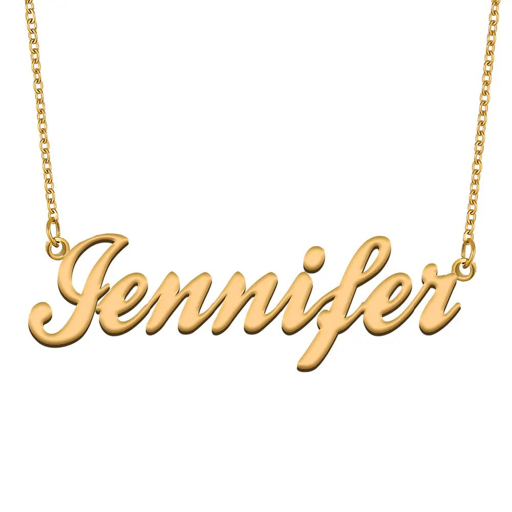 Jennifer Name Necklace for Women Stainless Steel Jewelry Gold Plated Nameplate Pendant Femme Mothers Girlfriend Gift