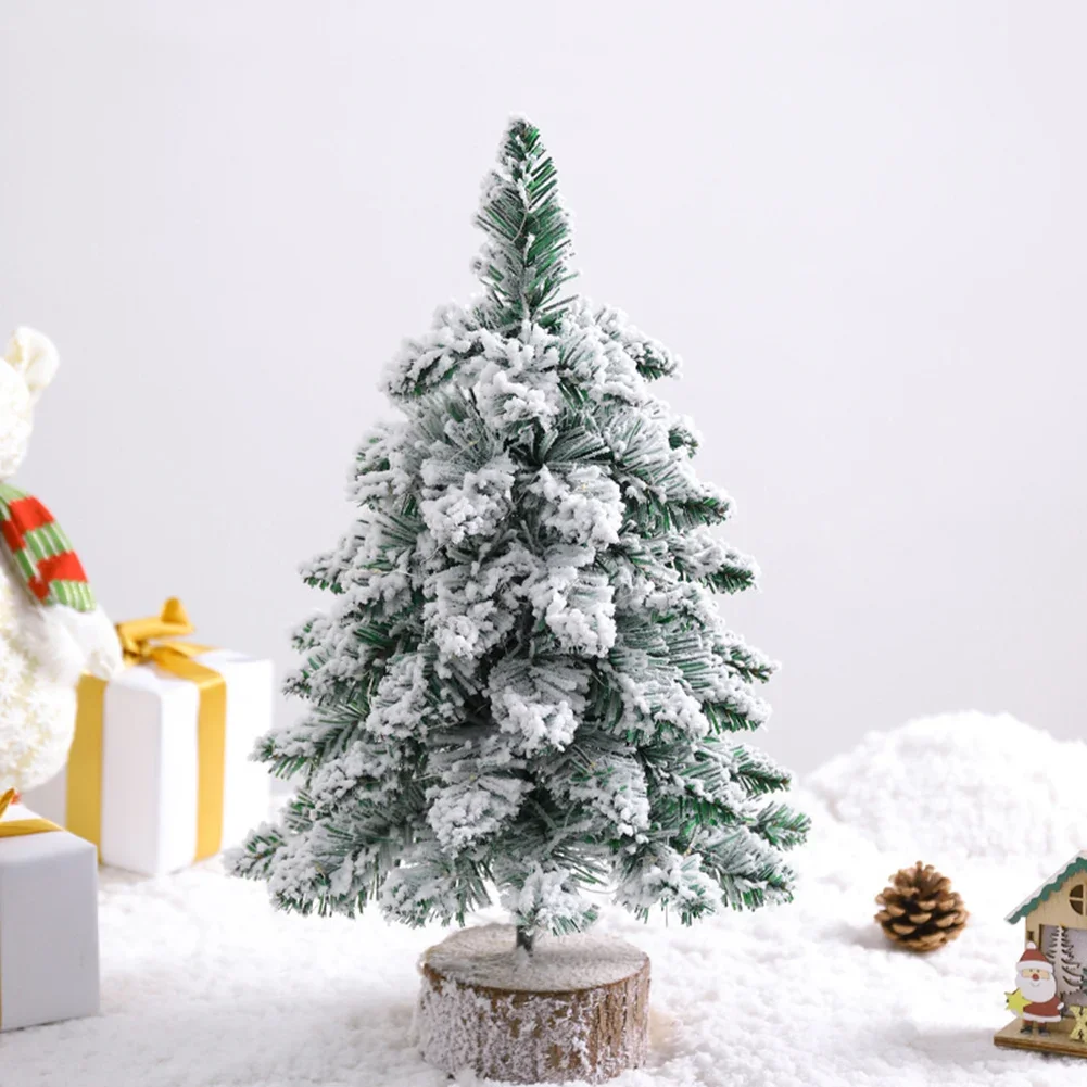 Árbol de Navidad de escritorio, pino escarchado de nieve Artificial, adornos navideños, árbol flocado de Navidad, decoración de mesa navideña