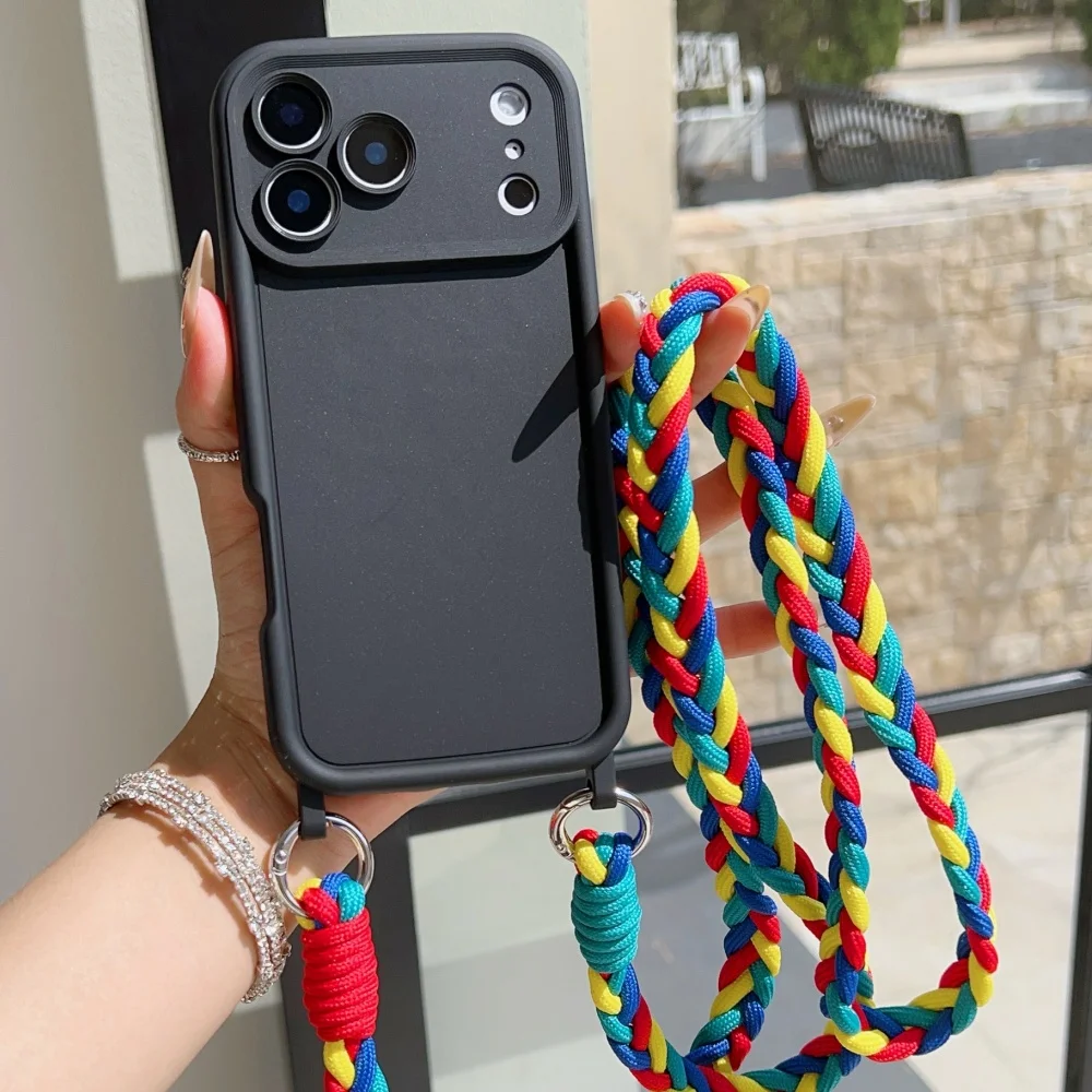 Umhängeband-Gehäuse aus geflochtenem Kabel und Flüssigsilikon für iPhone 18 16 17 Pro Max 15 14 13 12 11 XR XS 8 Plus mit Halskettenriemen – Detail 15