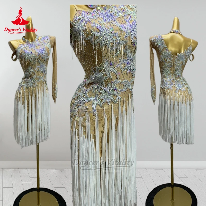 Latin Dance Graded Examination Performance&Competition Tassels Dress Custom Adult Blackpool Dance Festival Professional Clothing
