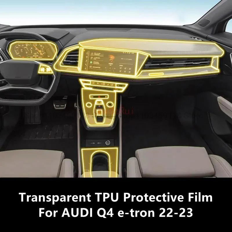 TPU Protective Film For AUDI Q4 e-tron 2022 2023 Car Interior Center Console Transparent Anti-scratch Repair Film Accessories