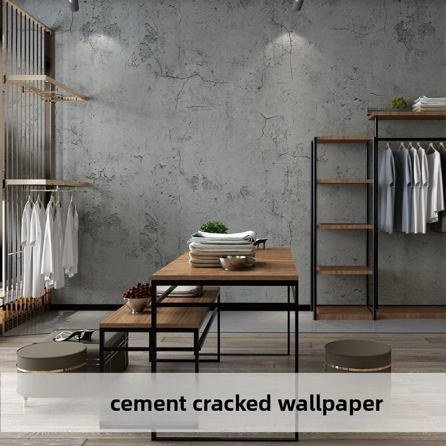 Grey Cement Cracks Living Room Bedroom Decor Waterproof Oil Proof Self Adhesive Wall Paper Muebles Cabinets Armoire PVC Stickers