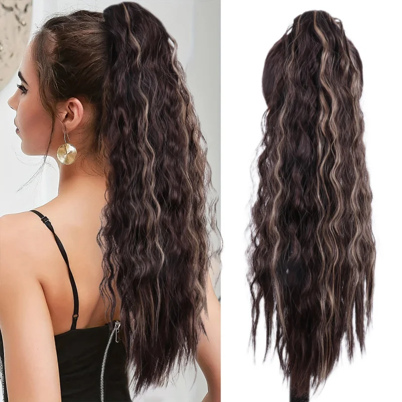 

European and American Style Wool Curl Ponytail Hairpiece for Women, Long Hair Ponytail, Tie-Up Fashionable Fluffy Long Curly Hai