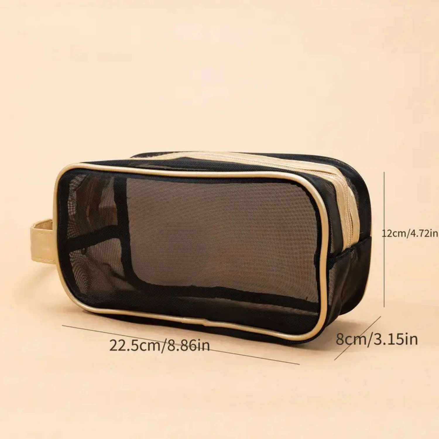 Black Mesh Makeup Bag: Stylish Cosmetic Toiletry Bag for Traveling and Daily Use