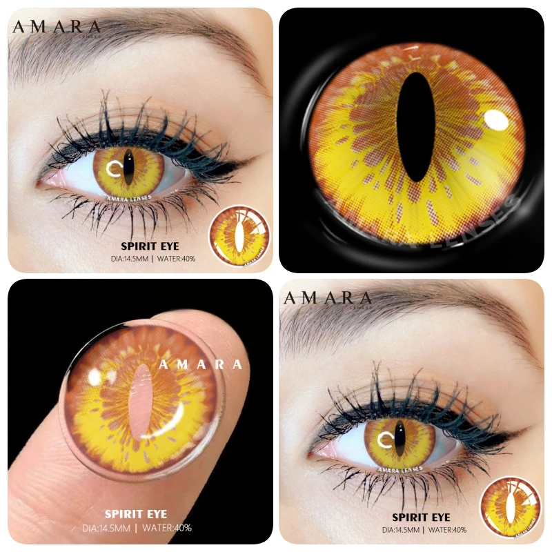 AMARA Yellow Contact Lenses for Eyes 2pcs Anime Cosplay Colored Lenses Purple Crazy Halloween Lenses Contact Lens Beauty Makeup