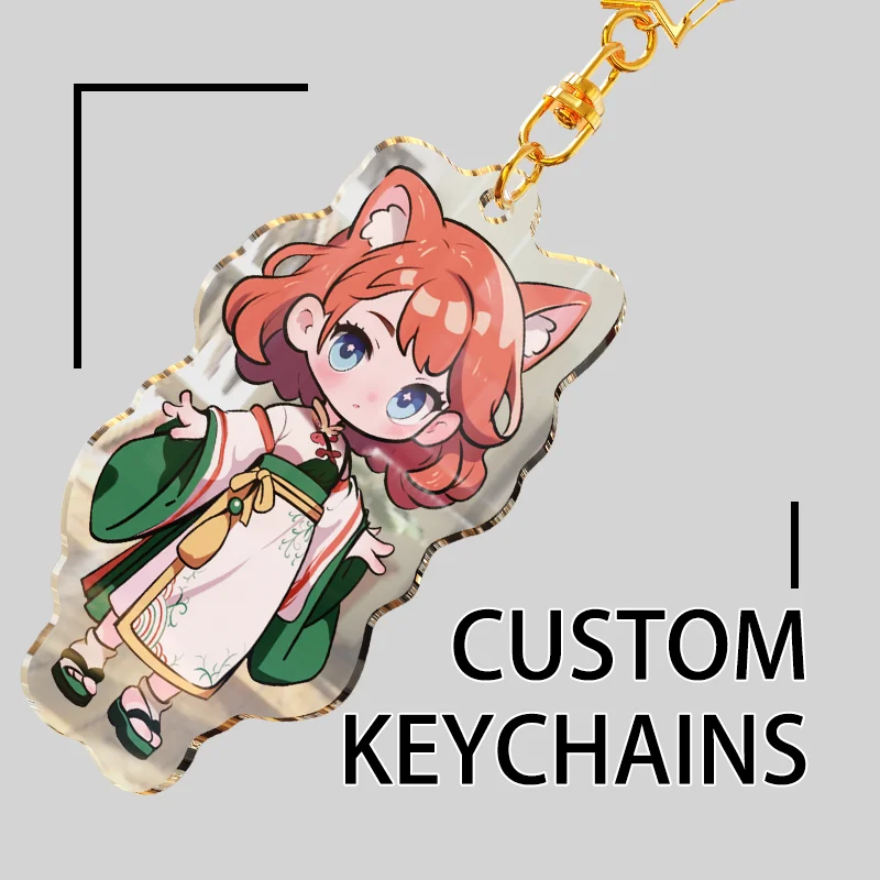 Custom Acrylic Keychain Cartoon Logo Key Chain Photo Customized Transparent Printing Design Game Anime Keychains