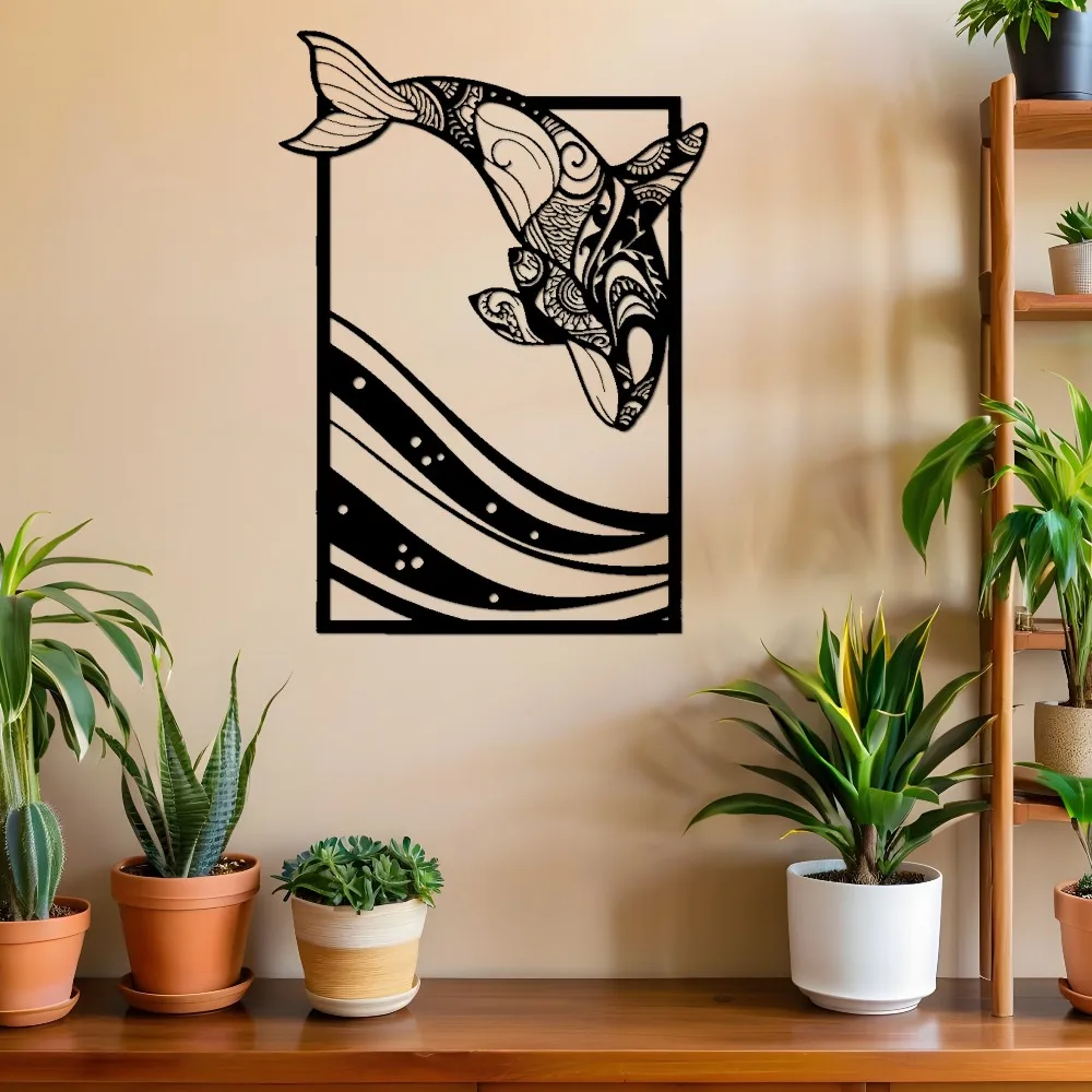 CIFBUY Iron Wall Art Mandala Orca Metal Wall Decor Ocean Animal Nordic Hanging Living Room Entryway Luxury Home Decoration